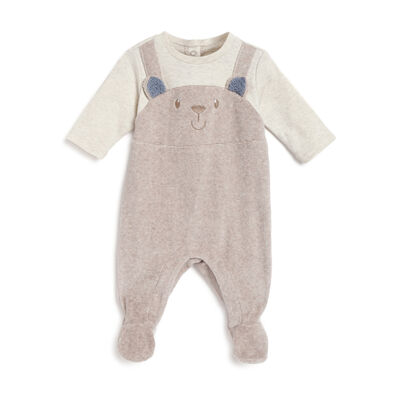 Boys Light Natural Solid Leg Opening Babysuit